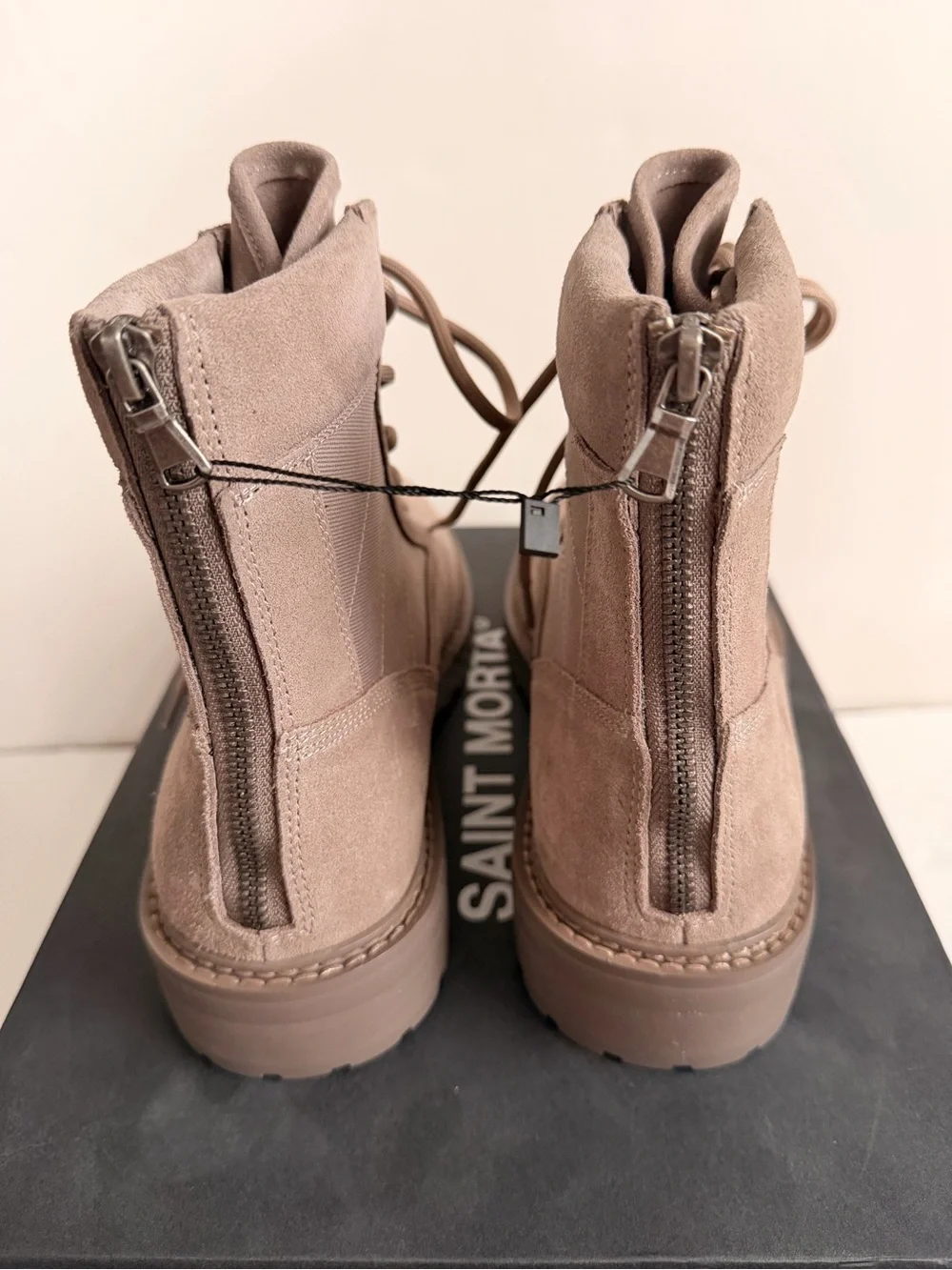 Taupe Suede Combat Lug Boots Saint Morta Legion Men’s 8 Women’s 9.5